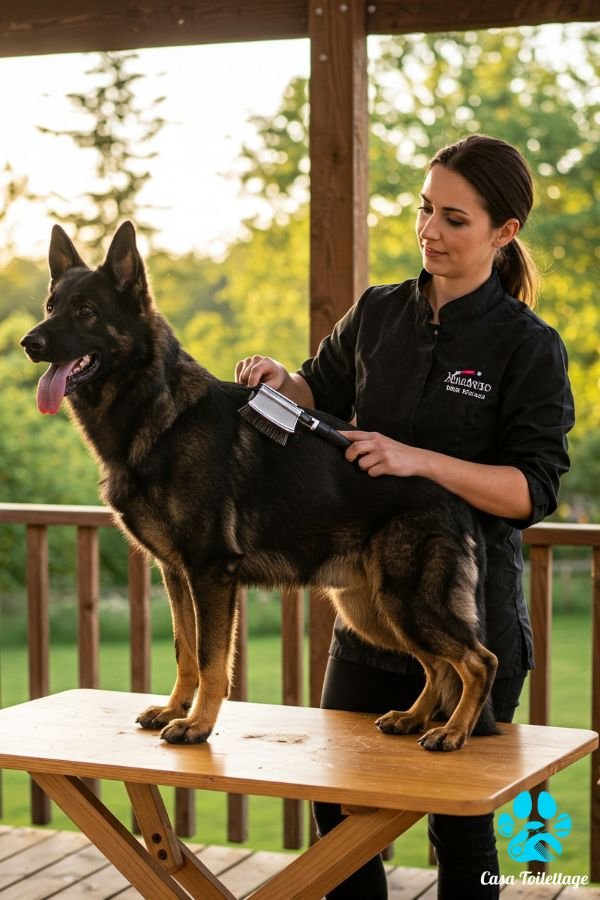 Berger allemand poil court en toilettage