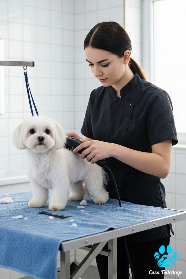 Toiletteuse avec un coton de tuléar